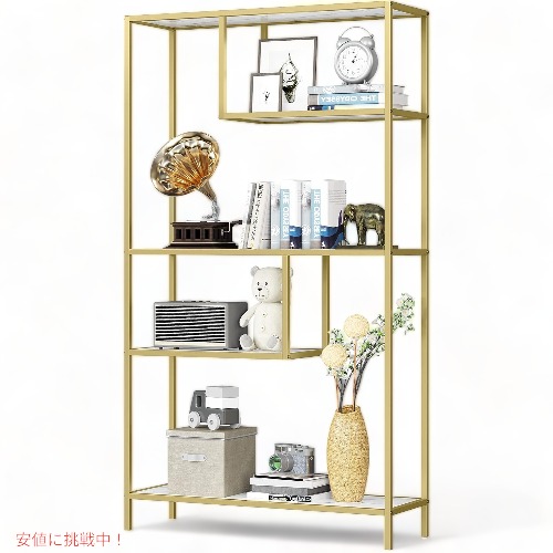 HOME BI  ホームバイ 本棚 4段メタルフレーム オープンディスプレイ 棚 ゴールド 1203-5