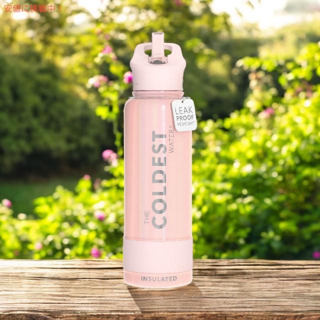The Coldest Water 真空断熱ウォーターボトル ストロー付きキャップ 保冷保温 ステンレス製 フォーエバーピンクグリッター 40oz (1.18L) Insulated Bottle w/ Straw Lid_1