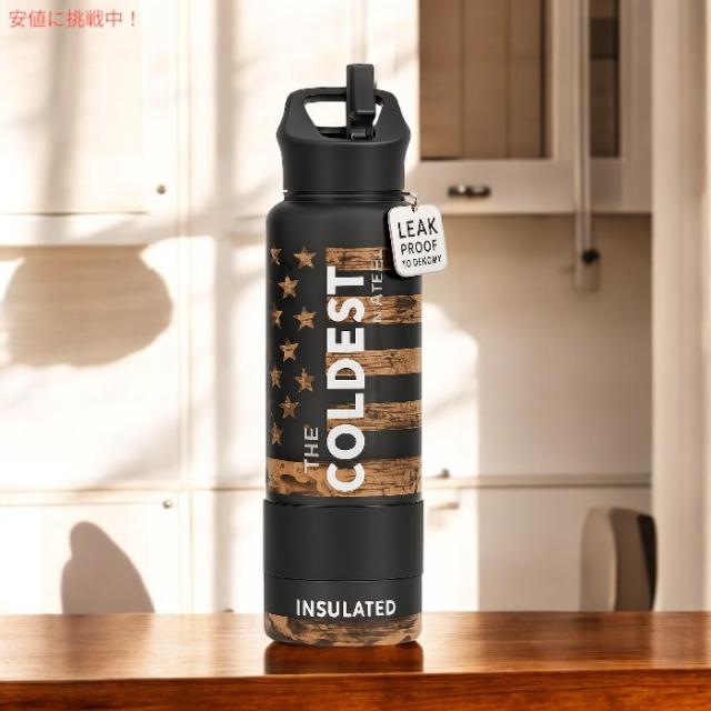 The Coldest Water 真空断熱ウォーターボトル ストロー付きキャップ 保冷保温 ステンレス製 カモフラージュフラッグ 40oz (1.18L) Insulated Bottle w/ Straw Lid_1