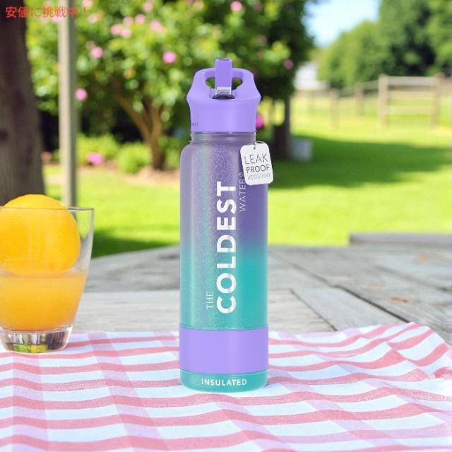 The Coldest Water 真空断熱ウォーターボトル ストロー付きキャップ 保冷保温 ステンレス製 インターステラリーフグリッター 40oz (1.18L) Insulated Bottle w/ Straw Lid_3