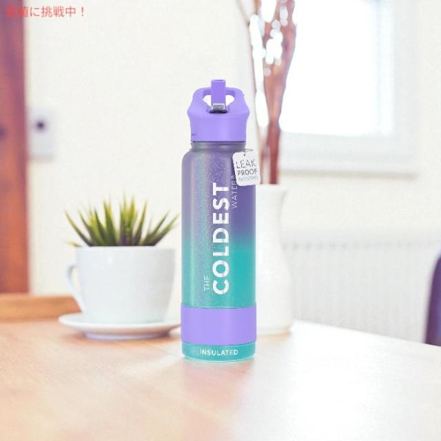 The Coldest Water 真空断熱ウォーターボトル ストロー付きキャップ 保冷保温 ステンレス製 インターステラリーフグリッター 40oz (1.18L) Insulated Bottle w/ Straw Lid_1
