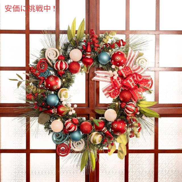 Valery Madelyn Pre-Lit 24インチクリスマスリース 玄関用 24 Inch
