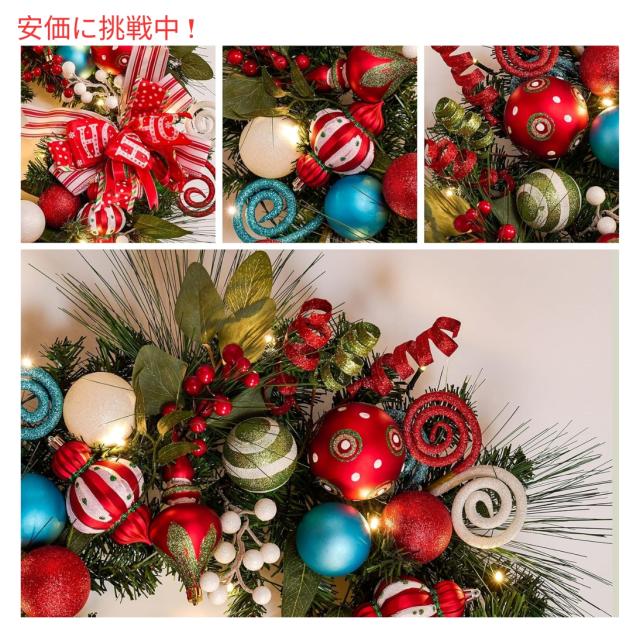 Valery Madelyn Pre-Lit 24インチクリスマスリース 玄関用 24 Inch Christmas Wreath for Front Door_6
