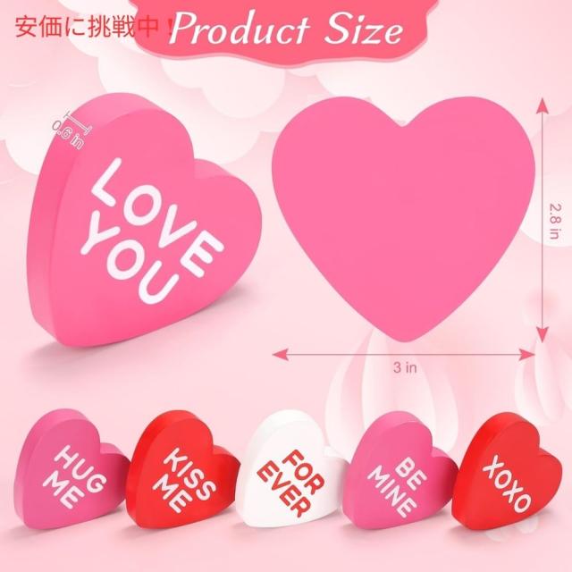 AinDen 小さなハート型 バレンタインデー 木製サイン 装飾 6個入り Small Heart Shaped Valentines Day Wooden Sign Decorations 6pcsの通販は
