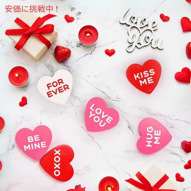 AinDen 小さなハート型 バレンタインデー 木製サイン 装飾 6個入り Small Heart Shaped Valentines Day Wooden Sign Decorations 6pcsの通販は