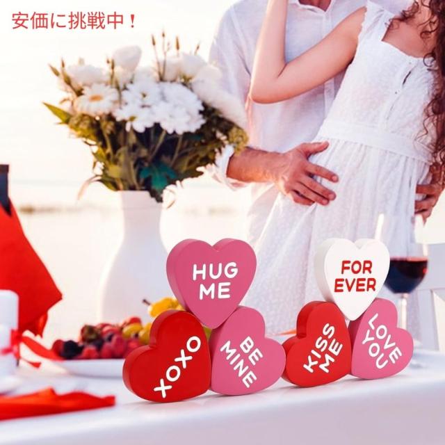 AinDen 小さなハート型 バレンタインデー 木製サイン 装飾 6個入り Small Heart Shaped Valentines Day Wooden Sign Decorations 6pcsの通販は