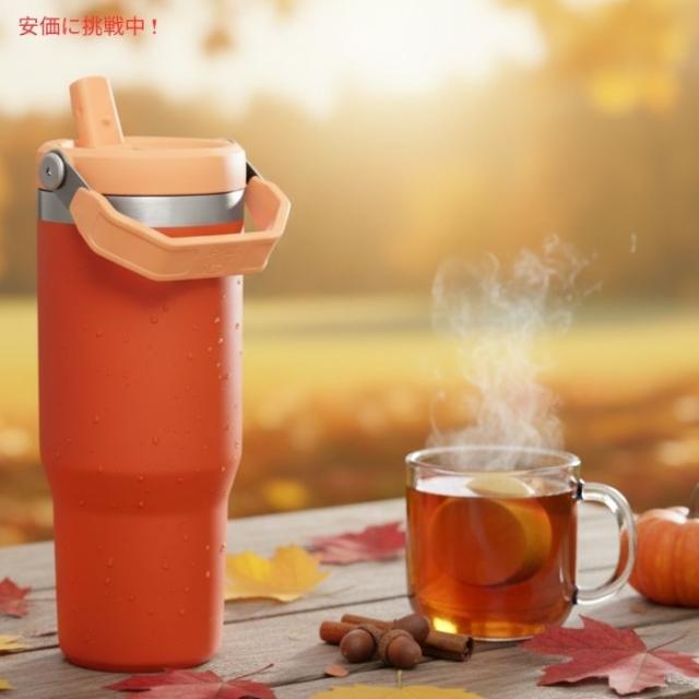 Stanley スタンレー アイスフロー ストロー付きタンブラー 887mL（タイガーリリー）IceFlow Tumbler with Straw 30oz (Tigerlily)_1