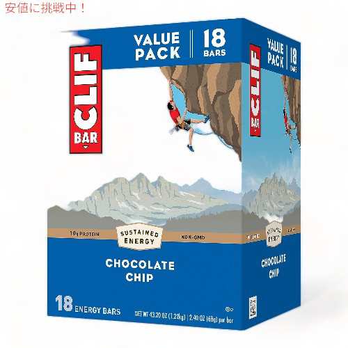 クリフバー チョコレートチップ 18本入り オーガニック オーツ麦使用 CLIF BAR Chocolate Chip Made with Organic Oats