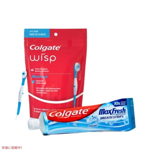 【5個セット】コルゲート Colgate ポータブルミニブラシ 使い捨て 旅行用 歯ブラシ 24個入り Wisp Portable Mini-Brush Max Fresh Peppermint 24ct_5