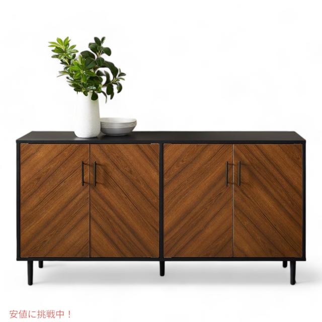 ウォーカーエディソン Walker Edison キーモダン ブックマッチ ビュッフェ 収納キャビネット 58インチ ブラック Caye Modern Bookmatch Buffet 58inch Black_1