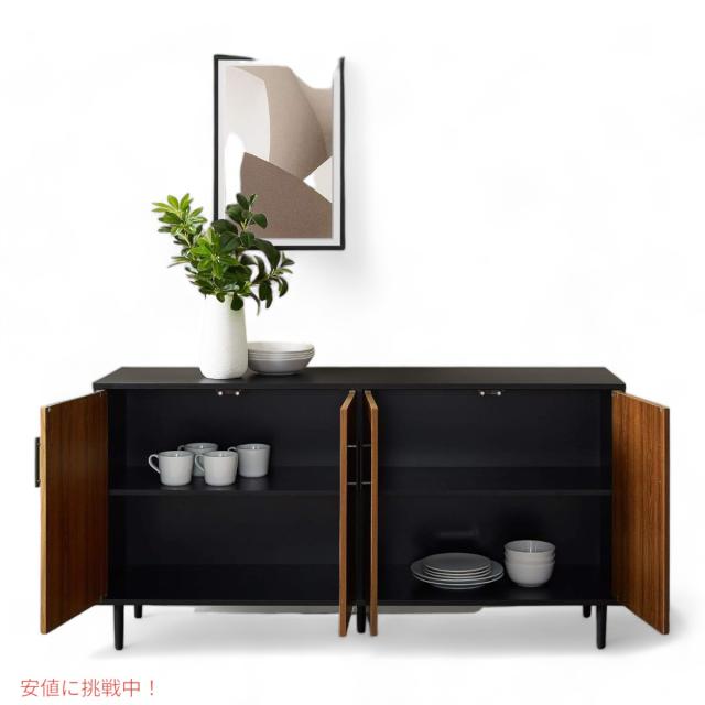 ウォーカーエディソン Walker Edison キーモダン ブックマッチ ビュッフェ 収納キャビネット 58インチ ブラック Caye Modern Bookmatch Buffet 58inch Black_3