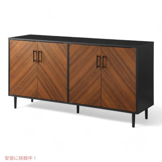 ウォーカーエディソン Walker Edison キーモダン ブックマッチ ビュッフェ 収納キャビネット 58インチ ブラック Caye Modern Bookmatch Buffet 58inch Black_4