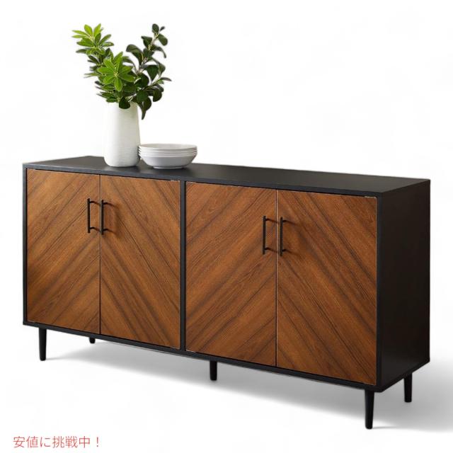 ウォーカーエディソン Walker Edison キーモダン ブックマッチ ビュッフェ 収納キャビネット 58インチ ブラック Caye Modern Bookmatch Buffet 58inch Black_5