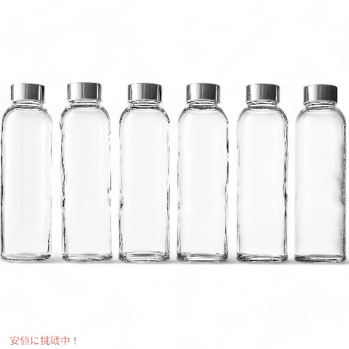 エピカ 532ml クリア グラスボトル 蓋つき 6本セット Epica 18oz Clear Glass Bottles with Lids Set of 6