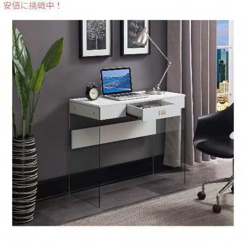 Convenience Concepts ソーホー 引き出し付き ガラス 36インチ デスク [ホワイト] SoHo 1 Drawer Glass 36 inch Desk White