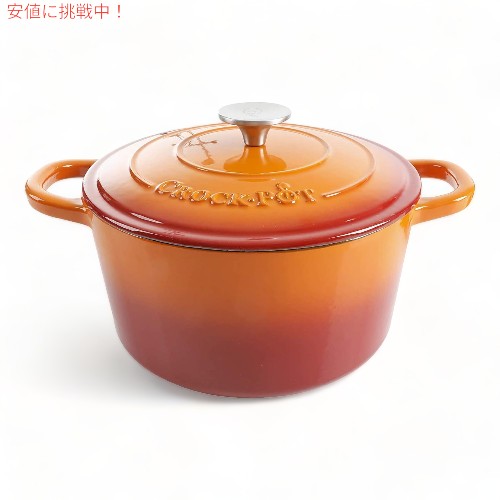クロックポット Crock-Pot アーティザン ラウンド エナメル キャストアイロン ダッチオーブン 4.7L [サンセットオレンジ] Artisan Round Cast Iron Dutch Oven