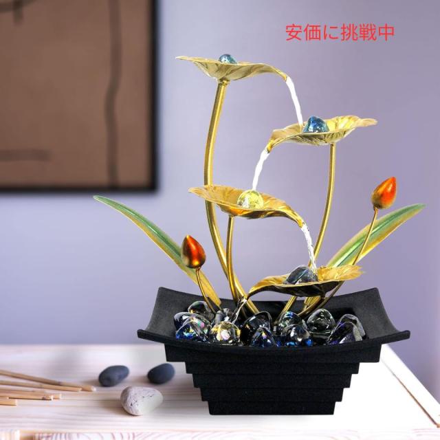 屋内噴水 4層蓮の葉 卓上ミニ滝 リラックス装飾 Greyhoo Indoor Fountain 4 Tier Lotus Leaf Tabletop Mini Waterfall_2