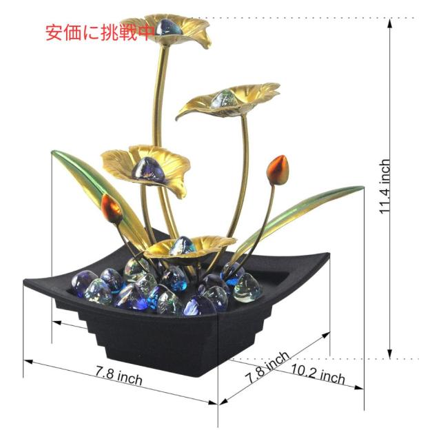 屋内噴水 4層蓮の葉 卓上ミニ滝 リラックス装飾 Greyhoo Indoor Fountain 4 Tier Lotus Leaf Tabletop Mini Waterfall_3