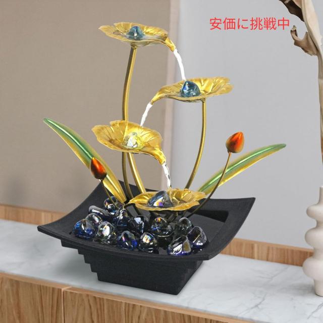 屋内噴水 4層蓮の葉 卓上ミニ滝 リラックス装飾 Greyhoo Indoor Fountain 4 Tier Lotus Leaf Tabletop Mini Waterfall_5