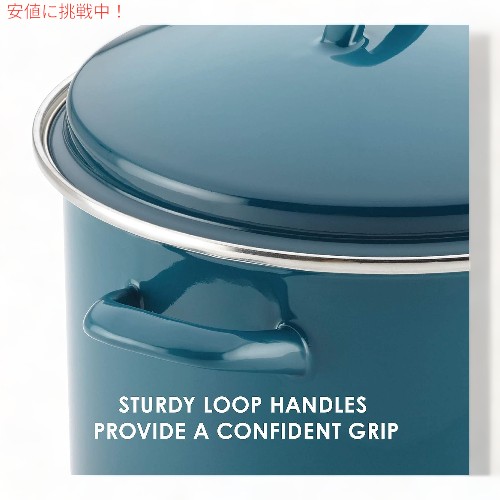 レイチェルレイ Rachael Ray 蓋付き スチール製 ストック ポット/ストックポット 11L [マリンブルー] Enamel on Steel Stockpot with Lid 12Qt Marine Blue_2