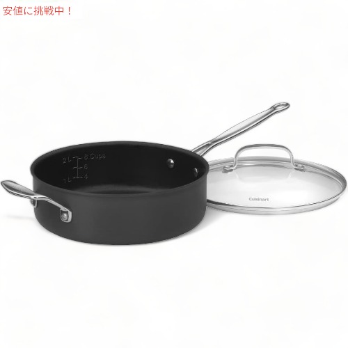Cuisinart 633-24H シェフのクラシック ノンスティック ハードアルマイト処理 3-1/2 クォート ソテーパン ヘルパーハンドルと蓋付き ブラックの通販は