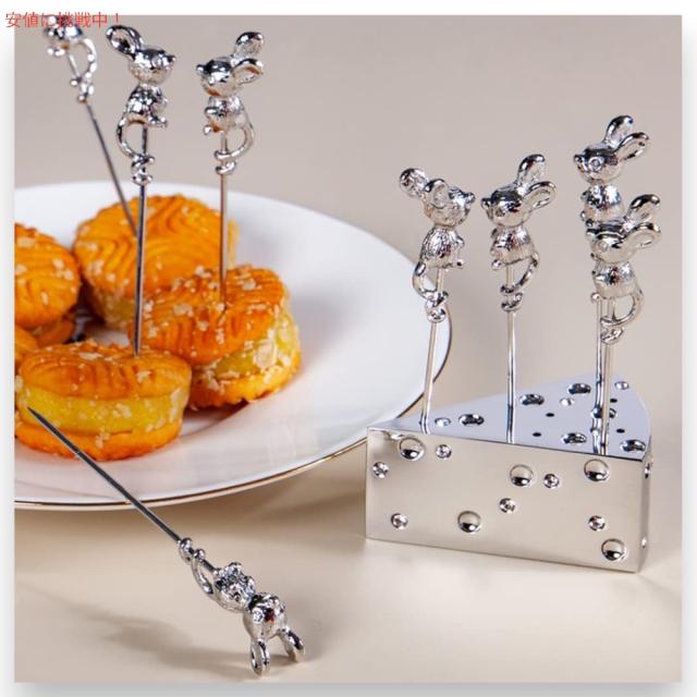 Mouse Shaped Cocktail Picks with Cheese Holder マウス型 カクテルピック 8本（チーズ型ホルダー付き） ステンレススチール製_1