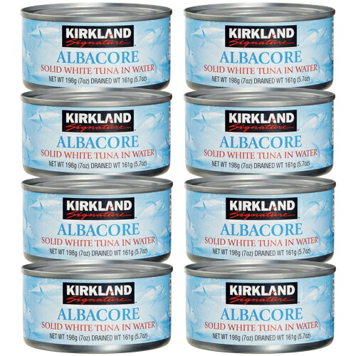 【8個セット】Costco Kirkland Signature コストコ カークランドシグネチャー 上質なホワイトツナ(水煮缶) 固体状 8缶x198g (7oz) Solid White Albacore Tuna in Water