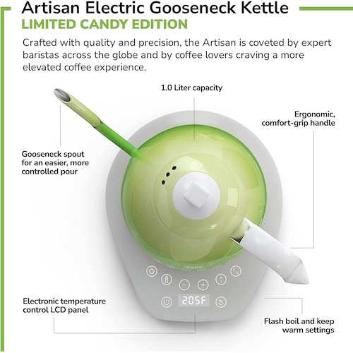 ブリューイスタ アーティサン グースネック電気ケトル 1.0L キャンディグリーン Brewista Electric Gooseneck  Kettle Candy Green｜au PAY マーケット