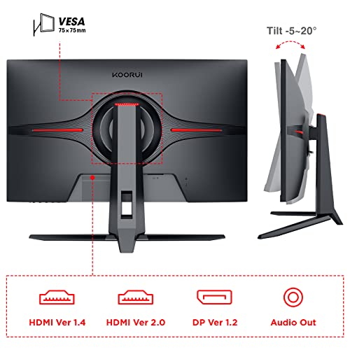 KOORUI 27インチ QHD ゲーミングモニター 144Hz VA 1ms ブラックの通販
