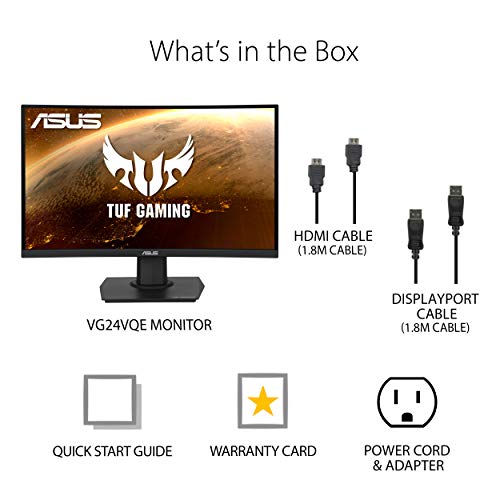 ASUS TUF Gaming 23.6インチ 1080P 曲面モニター (VG24VQE) - フル HD、165Hz BLACK_5