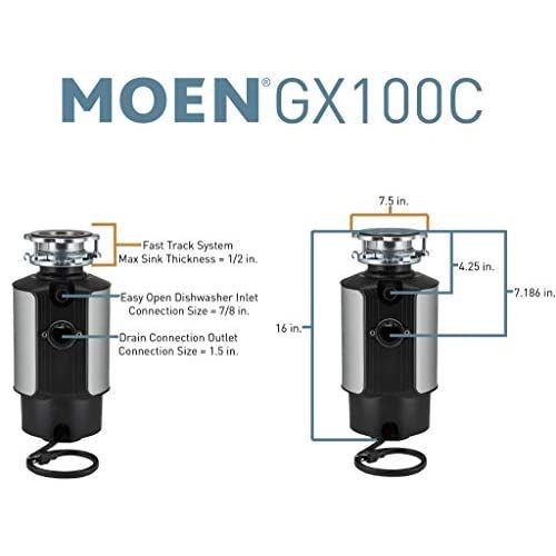 Moen GX100C Chef Series 1 HP ゴミ処理機コード付き Black