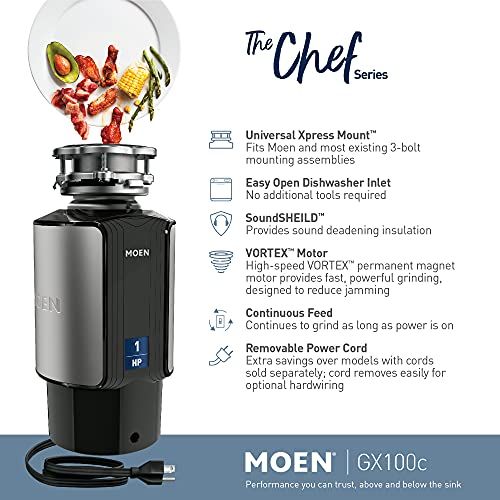 Moen GX100C Chef Series 1 HP ゴミ処理機コード付き Black Moen GX100C Chef Series 1 HP ゴミ処理機コード付き Blackの通販はau