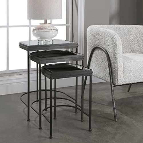 Uttermost U24965 India Nesting Tables、ブラック、S 3、17.75 x 19 x 24