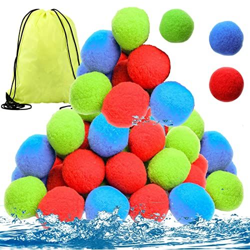TABGIME 30PCSコットン水風船キッズW/バックパックで楽しいウォーターファイト、再利用可能なカラー水爆弾スプラッシュボールの通販は