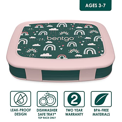 Bentgo ベントゴー Kids Prints 漏れ防止 5コンパートメント (グリーンレインボー)_2