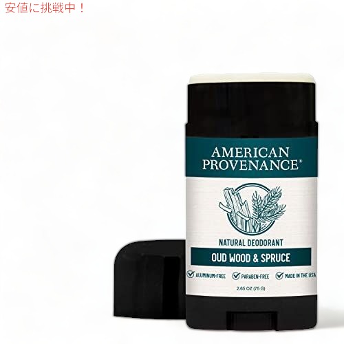 2個セット アメリカンプロベナンス 男性用 オールナチュラル デオドラント ウードウッド＆スプルース 75g American Provenance All Natural 2.65oz