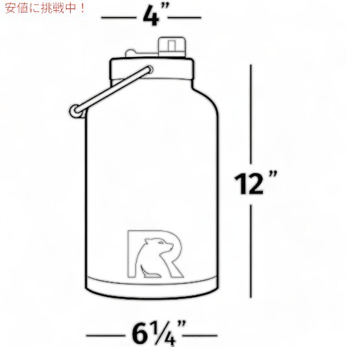 RTIC ハンドル付きジャグ、1ガロン、ブラックマット、大型ダブル真空