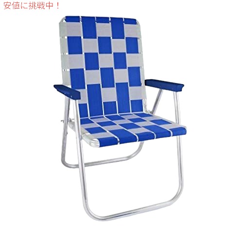 ローンチェアUSA 折りたたみ式アルミウェビングチェア（クラシック、ブルー//ホワイト）