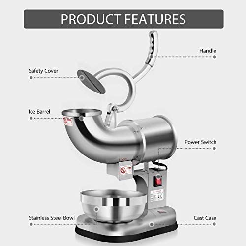 VIVOHOME 電動デュアルブレードアイスクラッシャーシェーバースノーコーンメーカーマシンシルバー440lbs/hr家庭用および商業用_2