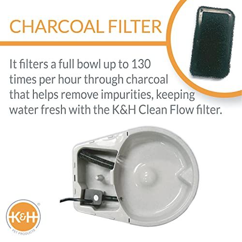 K＆HペットプロダクトCleanFlowフィルター付きペットウォーターボウル、リザーバーキャット80オンス。 90オンス。花崗岩_2