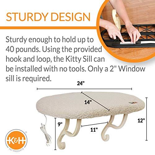 K＆Hペットプロダクトサーモキティシル加熱猫用ベッド、フリース、6W_1