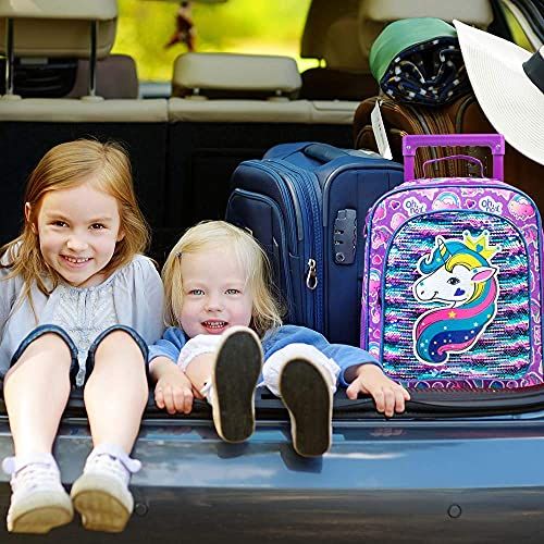 WZLVO 女の子用子供用旅行鞄、かわいいユニコーンローリングホイール