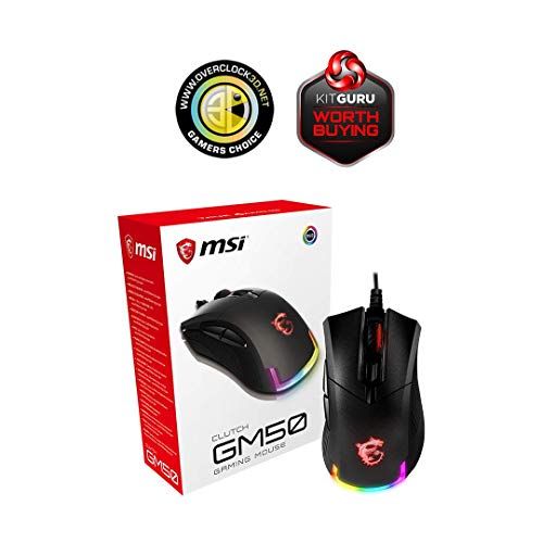 MSI Clutch GM50ゲーミングマウス、7200 DPI、20M Omronスイッチ、PC / Mac