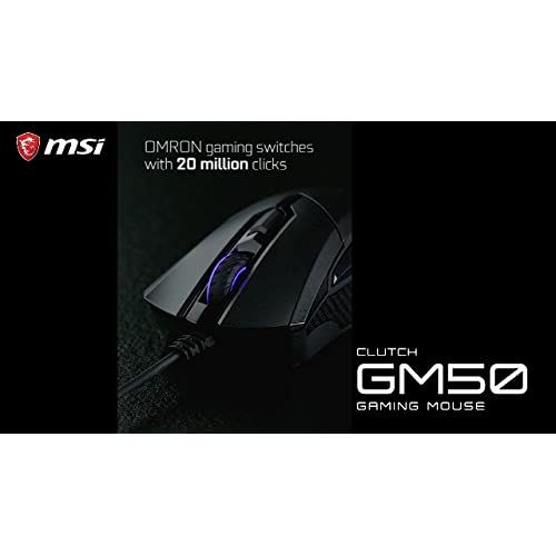 MSI Clutch GM50ゲーミングマウス、7200 DPI、20M Omronスイッチ、PC / Mac