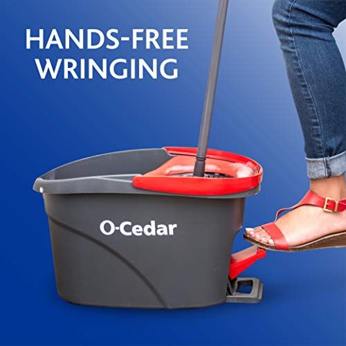 O-Cedar EasyWringマイクロファイバースピンモップ＆バケットフロアクリーニングシステム+ 2つの追加リフィル、赤/グレー_1