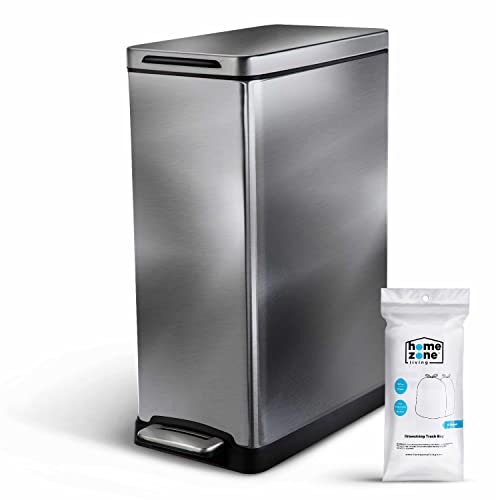 ホームゾーンリビング 12ガロンキッチンゴミ箱、スリムボディステンレススチールデザイン、45リットル容量、シルバーの通販は 27,287円