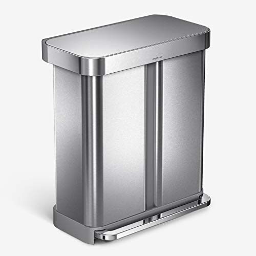 Simplehuman 58リットル/15.3ガロン ステップゴミ箱ソフトクローズ蓋付き、つや消しステンレス