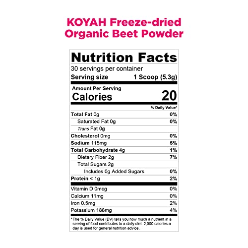 KOYAH オーガニックUSAグロウンビートパウダー（1スクープ= 1/2ビート