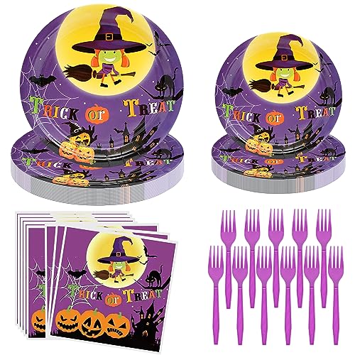 ジェネリック ハロウィンパーティー用品 100個 パープルハロウィントリックオアトリート食器セットの通販は 4,700円