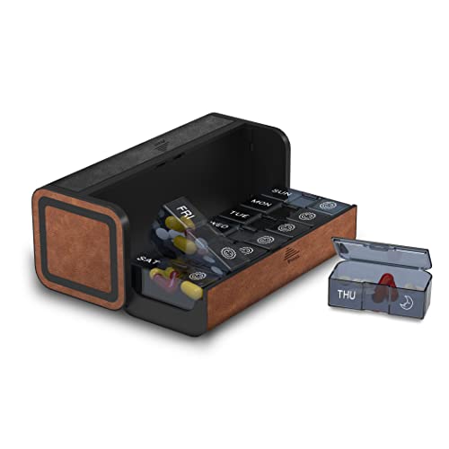 TALVOLC M ピルオーガナイザー ウィークリー 1日2回 7日間用 (ブラックとブラウン)